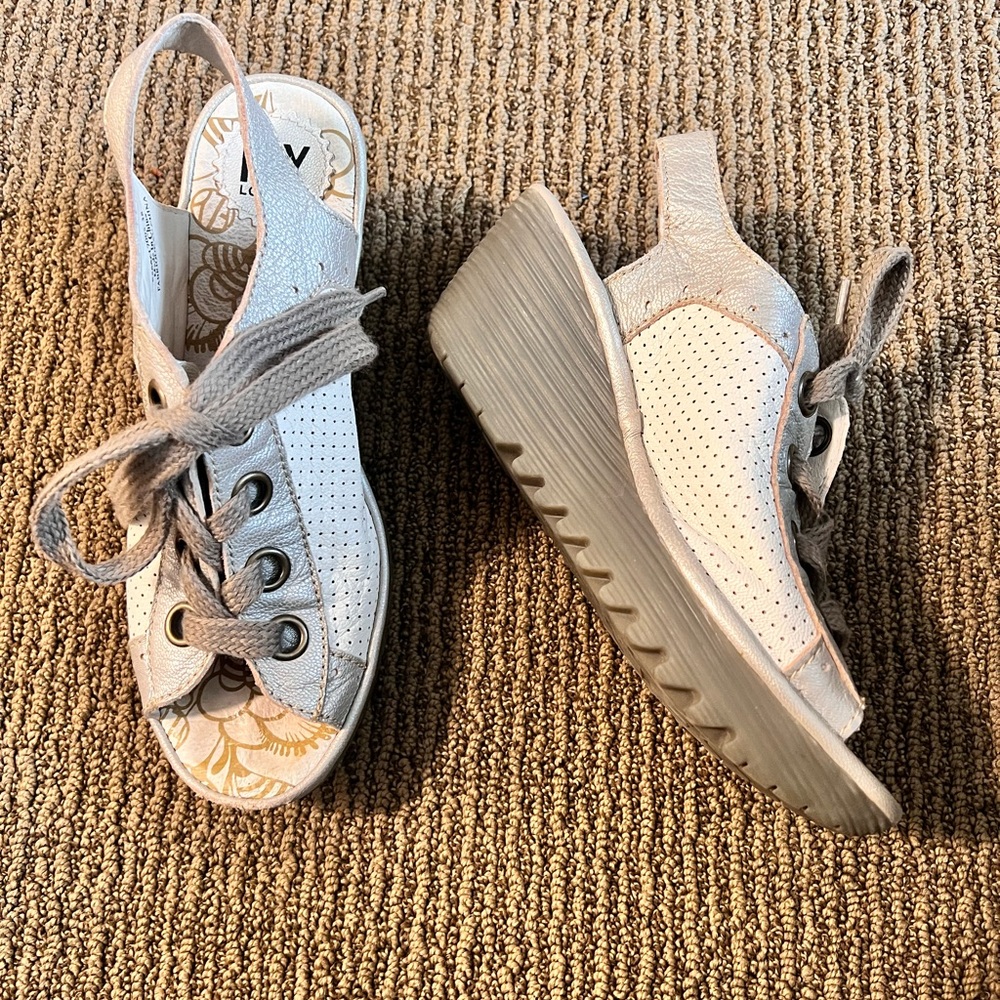 Euc fly London wedge sandals